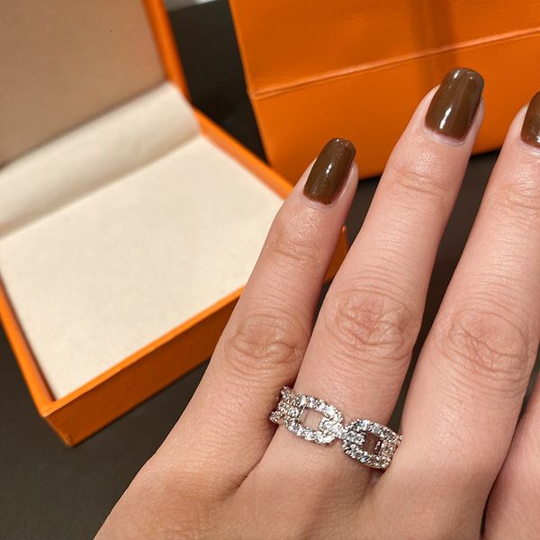 

full diamond minimalist chain ring, Silver