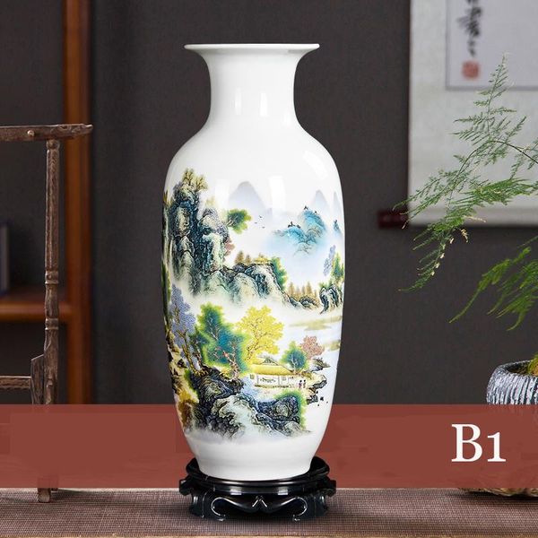 

vases jingdezhen chinese porcelain vase short neck tube shape decorations landscape famille rosetall ceramic