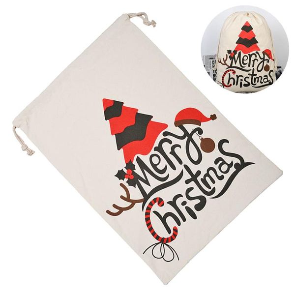 

christmas decorations bags santa sack canvas bag xmas gift candy jewelry storage drawstring home party - 50x70cm