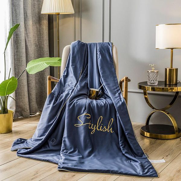 

comforters & sets summer washed quilt polyester air-conditioning comforter soft breathable cool blanket thin solid color print bedspread bed