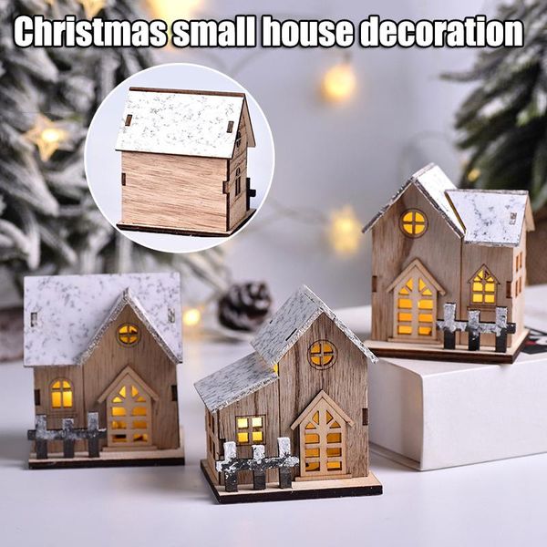 

christmas decorations wooden house led luminous ornaments table centerpieces for home decor ena88