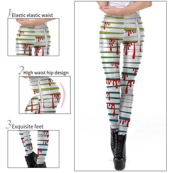 

women's pants & capris dripping blood printed yoga women leggings fitness high waist fashion print length sports hip push up gym tights, Black;white