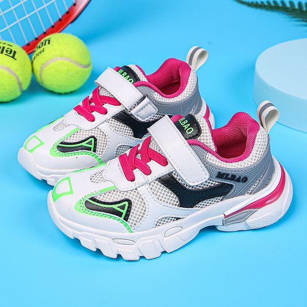

spring and autumn new children's sports shoes 2021 autumn girl running shoes korean casual male shoes breathable mesh, Black;red