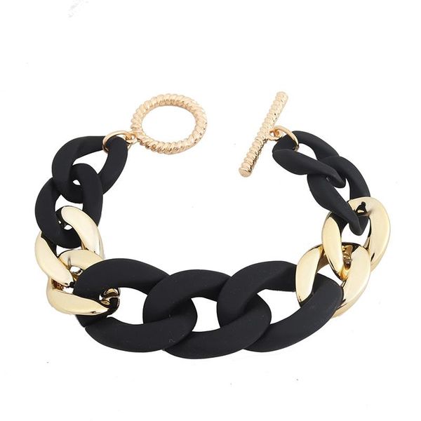 

charm bracelets ins black chunky acrylic chain minimalism trendy korean fashion women party jewelry, Golden;silver