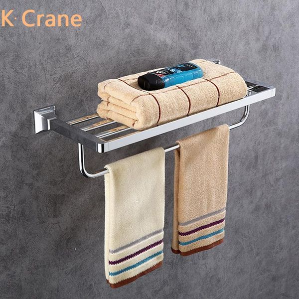 

towel racks dual layer shelf bathroom wall mounted brass bath towels holder luxury shower copper hanger silver chrome support rack