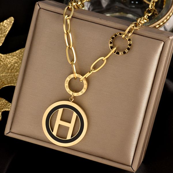 

fashion simple letter alphabet h pendant necklace for women gold sliver rose color clavicle chain jewelry gift, Silver