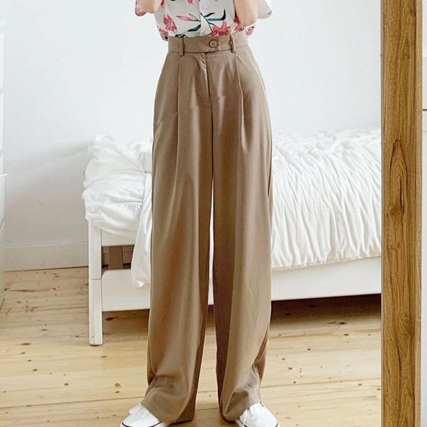 

women's pants & capris korean high waist slim casual mopping wide leg vertical suit, Black;white