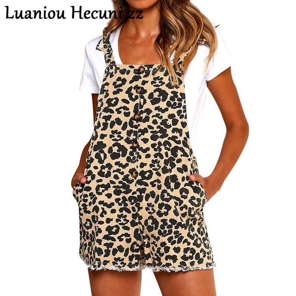 

women's jumpsuits & rompers chu ni sleeveless leopard print women backless buttons short playsuits ladies jumpsuit female 2021 on47, Black;white