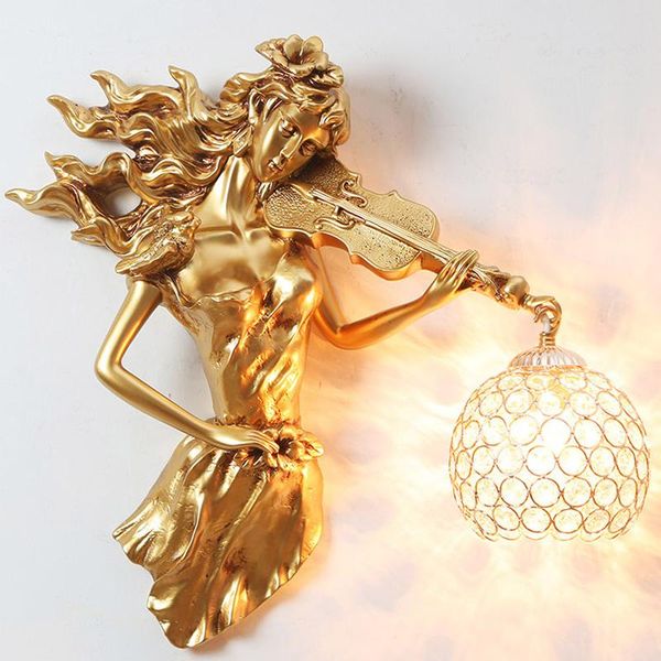

wall lamp creative angel crystal lights for living room atmospheric stairs led light retro bedroom bedside lamps