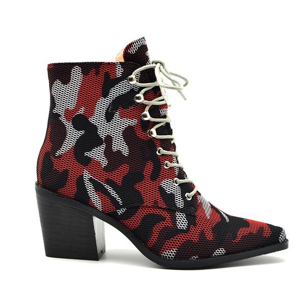 

boots ins women ankle plus size 22-26.5cm length fabric toggle laces fashion square heel shoes woman sapatos, Black