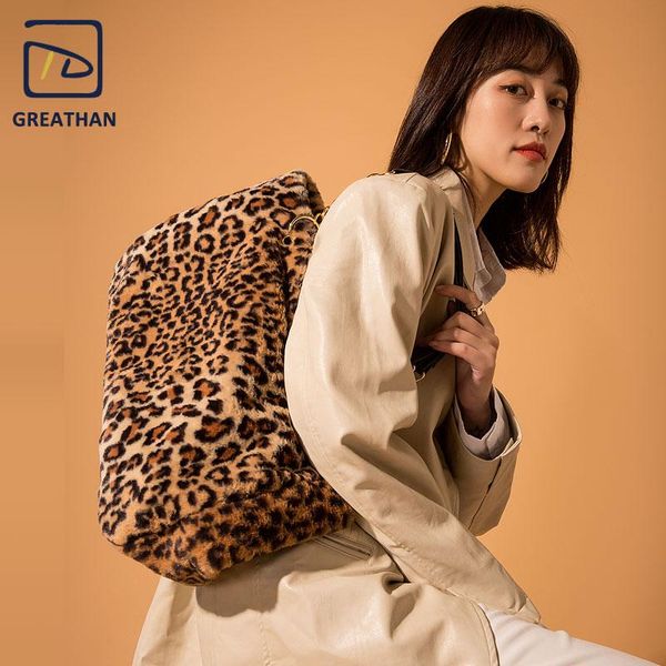 

greathan woman's leopard print handbag large capacity tote bags shopper bag cross body