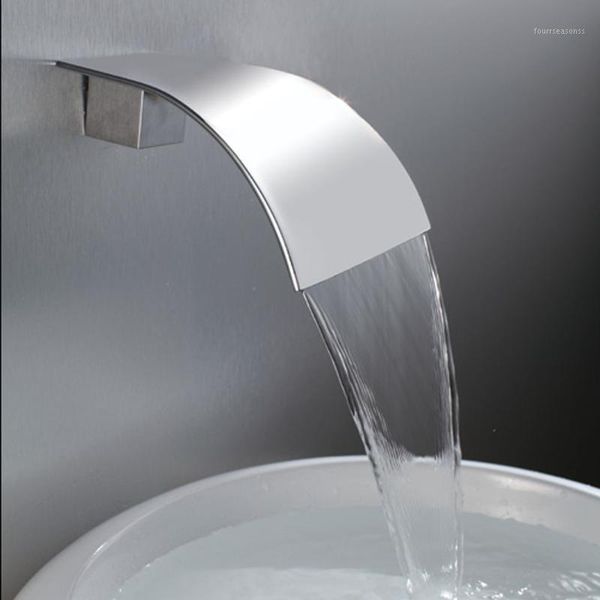 

wall mounted spout bathroom shower waterfall high flow chrome roman tub1