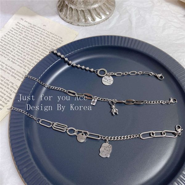 

cool style 925 silver plated hip hop stainless steel smiling face bracelet, Black