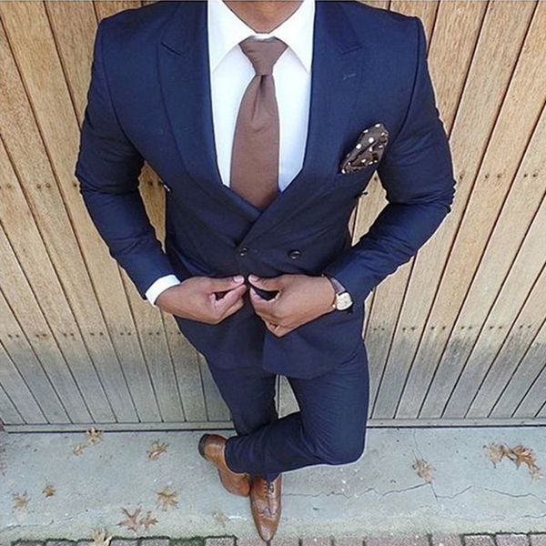 

men's suits & blazers fashion dark blue wedding 2 pieces men slim fit (jacket + pants) groom tuxedos groomsman business men suit 4m3r, White;black