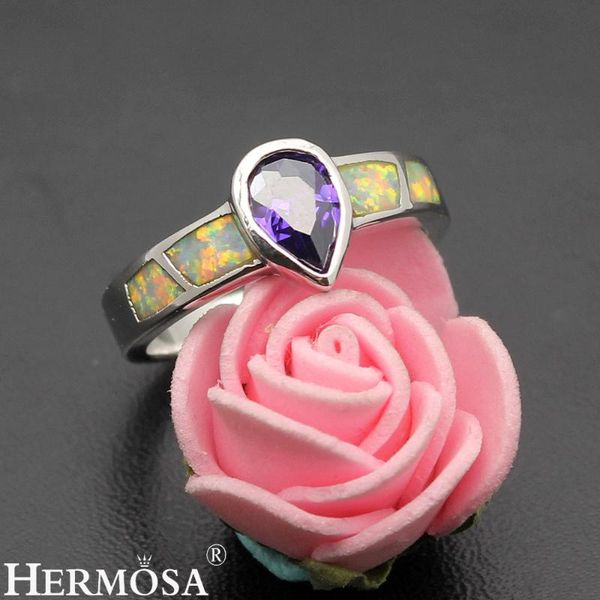 

wedding rings hermosa elegant precious stone jewelry mystic fire australian opal ring size 9 df47 perfect christmas gift, Slivery;golden