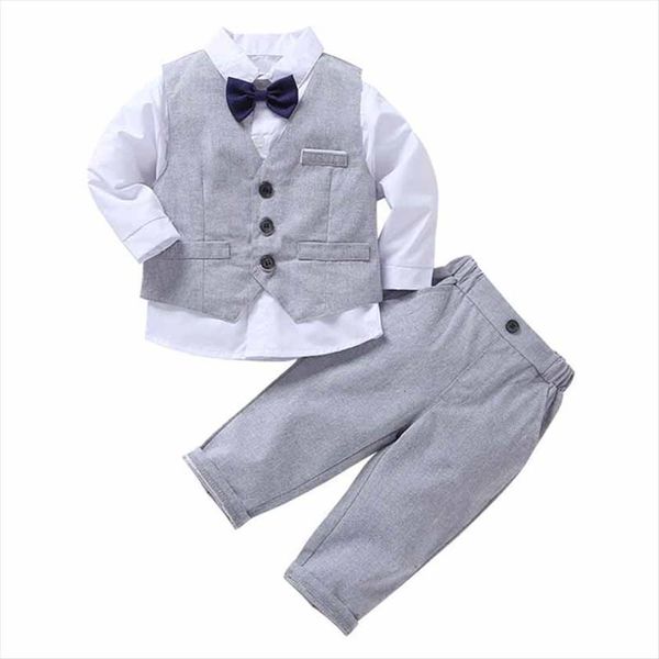 

baby boys suits spring autumn fashion formal suit british wind party childrens gentleman tie shirt vest pants 4pcs, Black