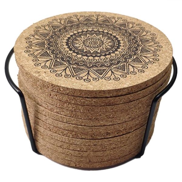 

mats & pads round cork with bracket set heat insulation mat anti scalding and skid meal bol pot