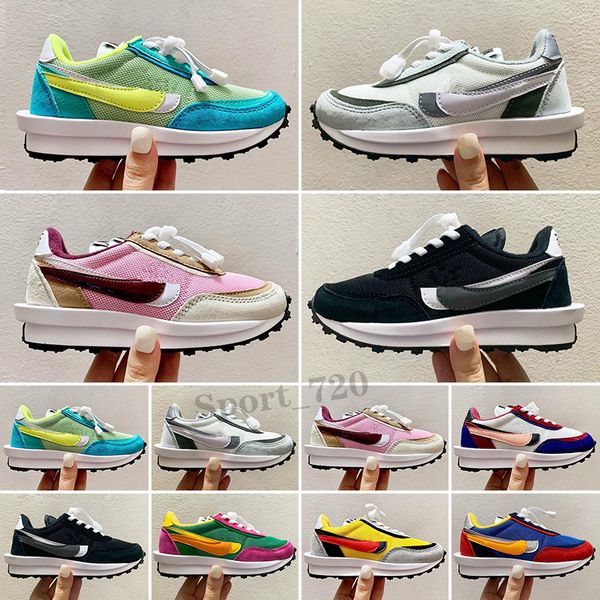 

childrens sc x ldwaffles little kids running shoes boys girls green gusto infants sneaker pine ldwaffle/sc ldv waffles sports trainers, Black