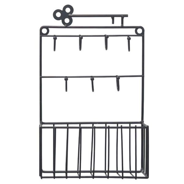 

hooks & rails 2021 wall mounted mail and key holder 7 hook rack organizer pocket letter sorter for entryway kitchen home office decor