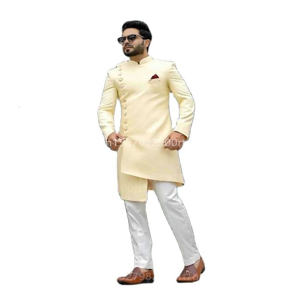 

men's suits & blazers i saw more recent irregular male design long jacket indian style groom wedding 2 piece party tuxedo, White;black