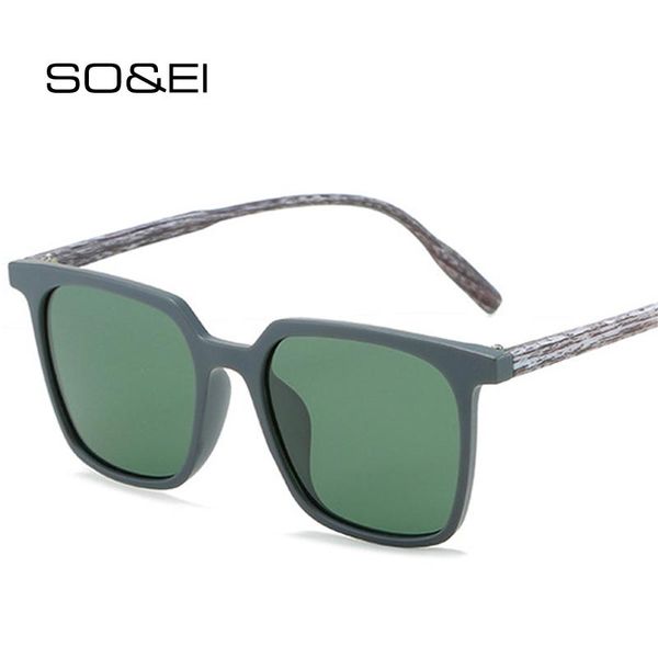 

outdoor eyewear so&ei ins fashion men square polarized sunglasses retro dark green shades uv400 women sun glasses