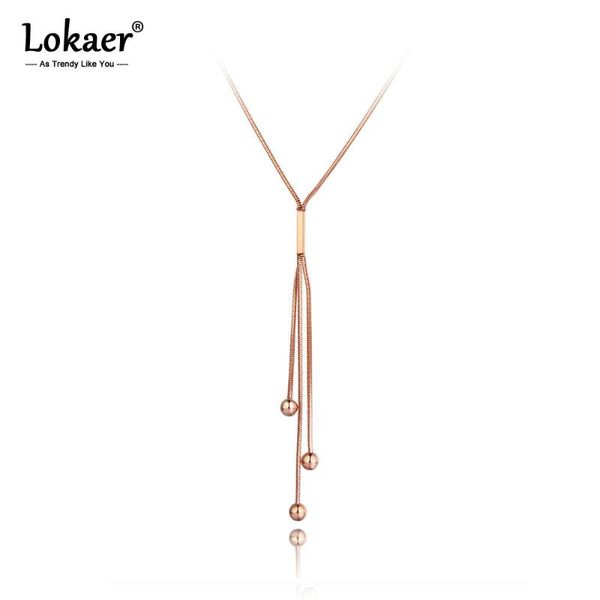 

lokaer original design titanium steel round ball charm pendant necklace jewelry trendy rose gold chain for women n20111 chains, Silver