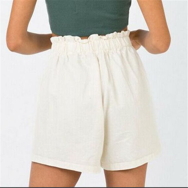 

women high waist shorts new soild color linen beach short ladies' fashionable loose casual pants summer selling, White;black