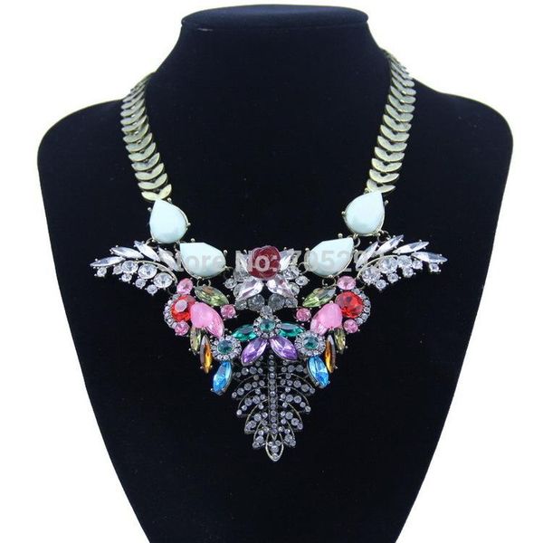 

new fashion luxury choker crystal big necklace & pendants vintage exaggerated statement necklace for women, Golden;silver