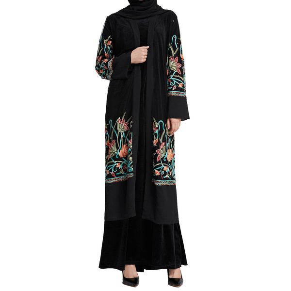 

plus size spring abaya turkish kimono dubai women embroidery patchwork mesh lace cardigan chiffon blouse female clothing, Red