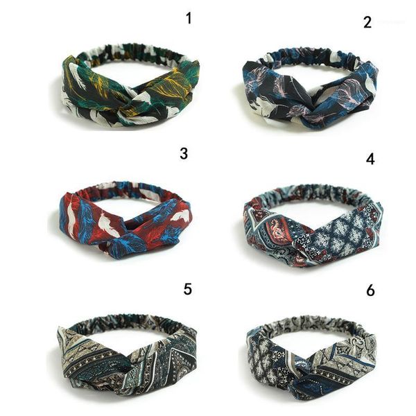 

women headband vintage cross knot elastic hair bands soft hairband girls accessories floral turban bandanas head wrap1