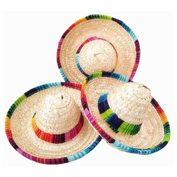 

cat costumes pet adorable hair hoops mini mexico funny hairband straw hat headdress supplies (small, random color, pattern)