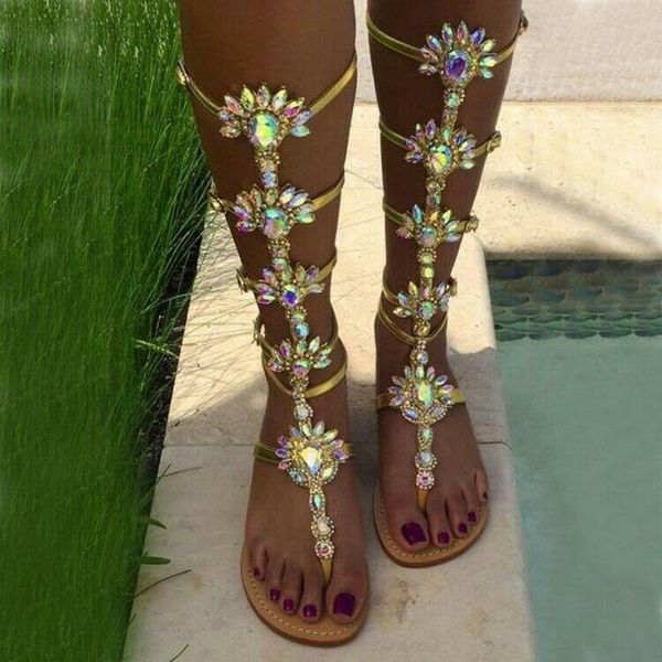 

sandals flip flop sandal womens rhinestone strap gladiator flat beach shoes, Black