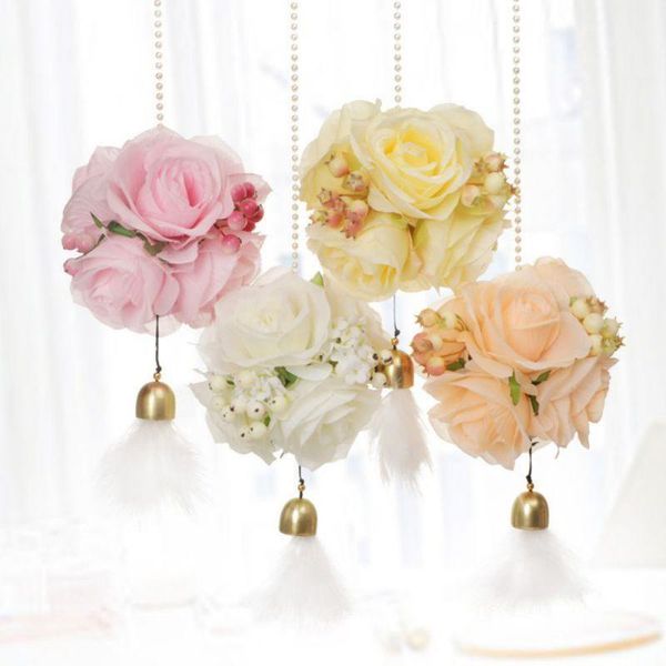 

decorative flowers & wreaths artificial rose pomander kissing ball 14cm, hanging ribbon fabric flower dÃ©cor, wedding receptions, party decor