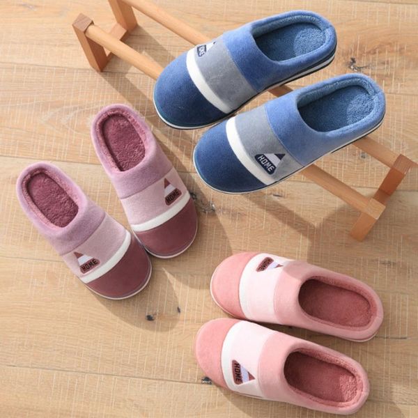 

comfortable soft slippers for indoor non-slip bottom to couples plush fashion bedroom cotton-padded, Black