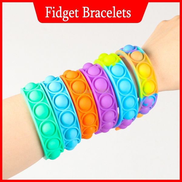 

decompression fidget finger toys bracelet puzzle press finger stress wristband push bubble silicone bracelet sensory ring favor