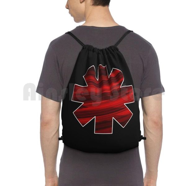 

red music backpack drawstring bag riding climbing gym bands band c