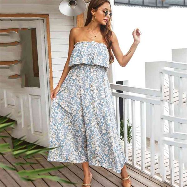 

women's fashion boho beach print dress for womens casual tube style holiday printed strapless midi vestido 210508, Black;gray