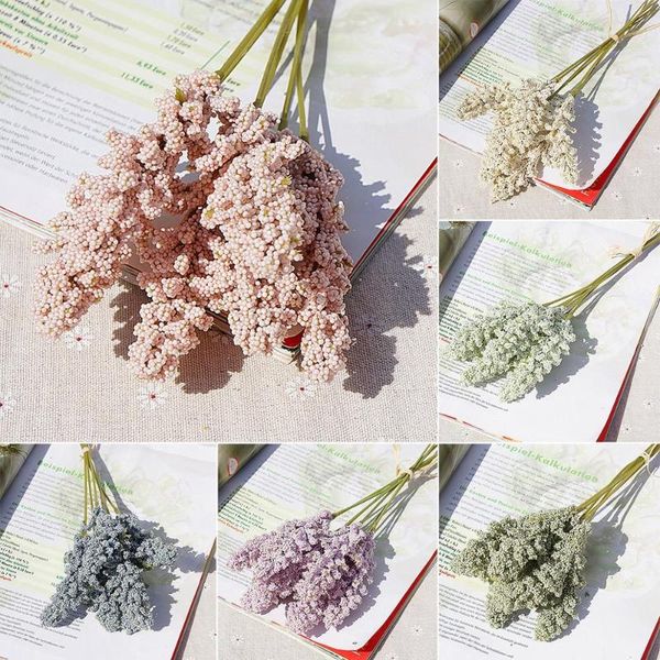 

pieces /bundle artificial flower foam mini vanilla spike fake bouquet manual diy vases decorations for home plant wall decorative flowers &