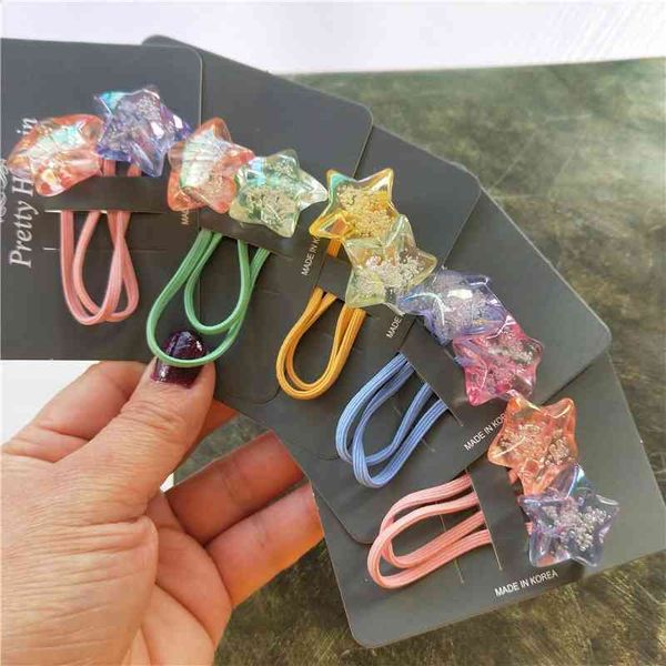 

1 pretty soft buns star bubble children of cartoons strings elastic hair band girls accessories for baby headwear children's, Golden;white