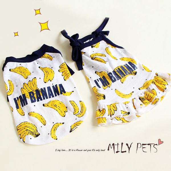 

banana couple pet cat teddy puppy bixiong bomei dog cloth t-shirt summer thin drs