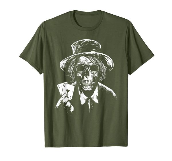 

two aces skull t-shirt cool tee gift for poker players, White;black