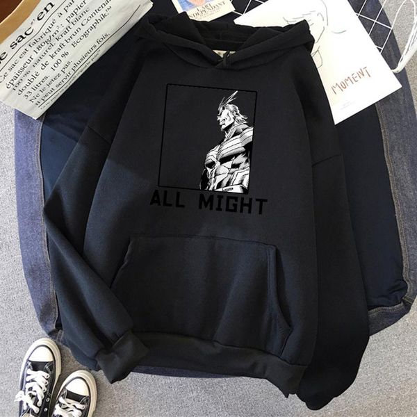 

men's hoodies & sweatshirts pure cotton my hero academia all might anime man clothes casual creativity sweatshirt fleece pullover stree, Black