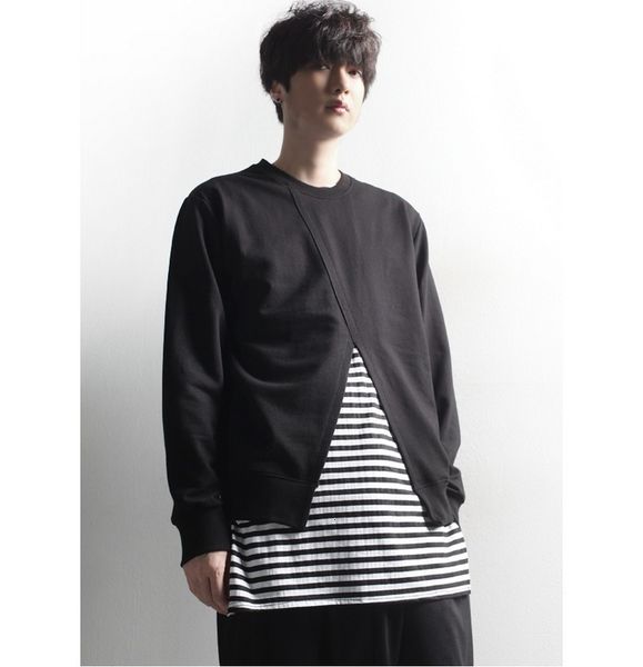 

men's t-shirts pulÃ´ver masculino de algodÃ£o solto, ediÃ§Ã£o grande, primavera e outono irnh, White;black