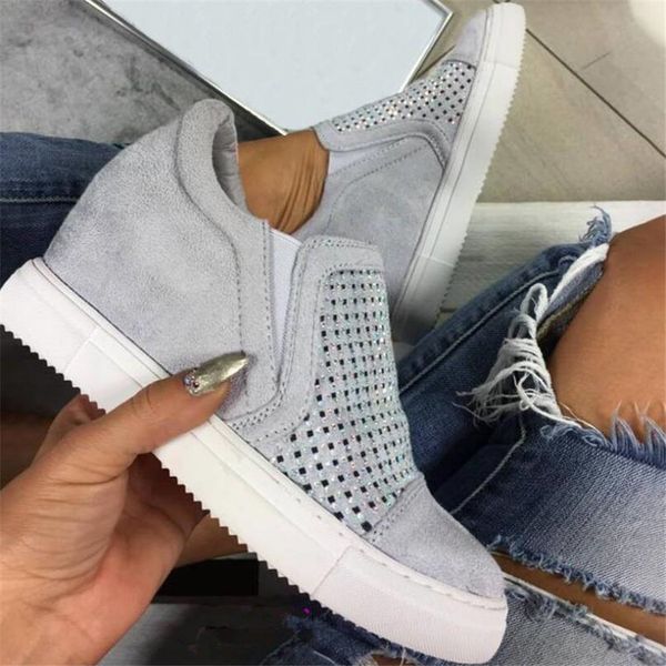 

women shoes wedges sneakers casual shoes spring hollow out breathable solid color platform slip-on female women vulcanize shoes, Black;white