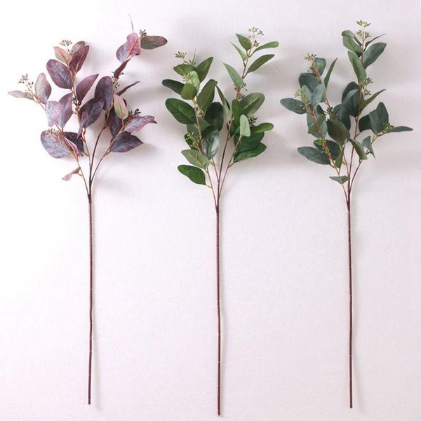 

decorative flowers & wreaths 1pcs fake plant branch realistic leaves stem artificial greenery for wedding party home room decor prop