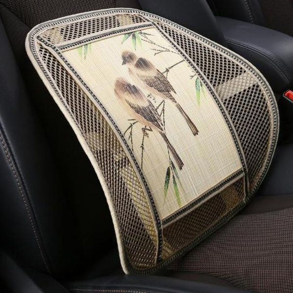 

seat cushions car mesh bamboo wire waist cushion summer cool hollow breathable bird pattern air net support