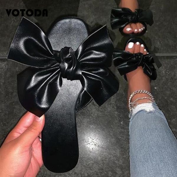 

summer women beach sandals fashion open toe bow slippers female outdoor casual flat shoes cute soft indoor slides flip flops, Black