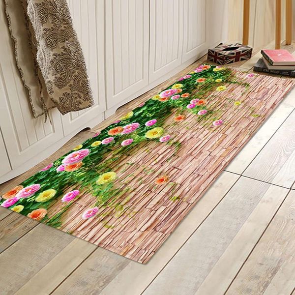 

elegant various patterns printing comfortable polyester home bath bedroom kitchen mat carpet room decoration rug 40x120cm carpets