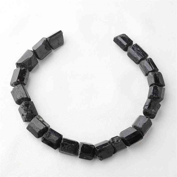 

18-20x18-23mm natural genuine raw mineral black tourmaline hand cut nugget loose rough matte faceted beads 15"