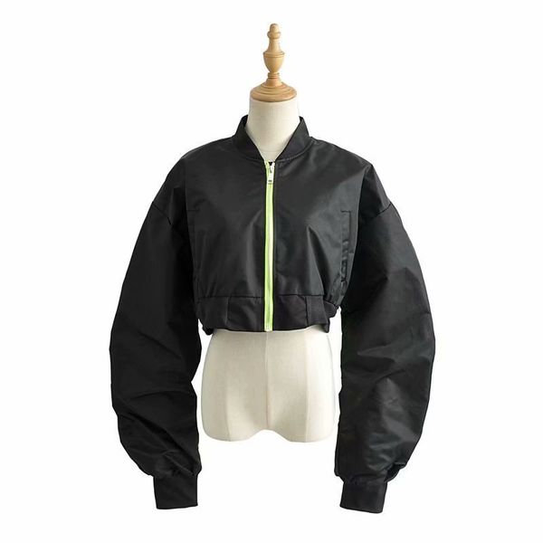 

jacket 2021 autumn short female baseball jackets loose casual zipper basic bomber women's jacket outward, Black;brown